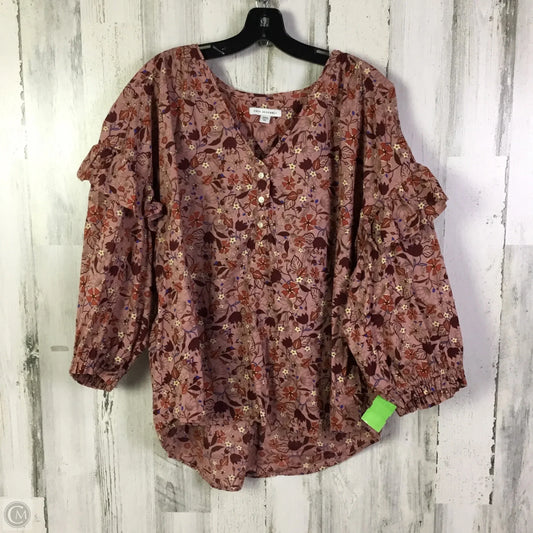 Top 3/4 Sleeve By Free Assembly In Mauve, Size: 3x