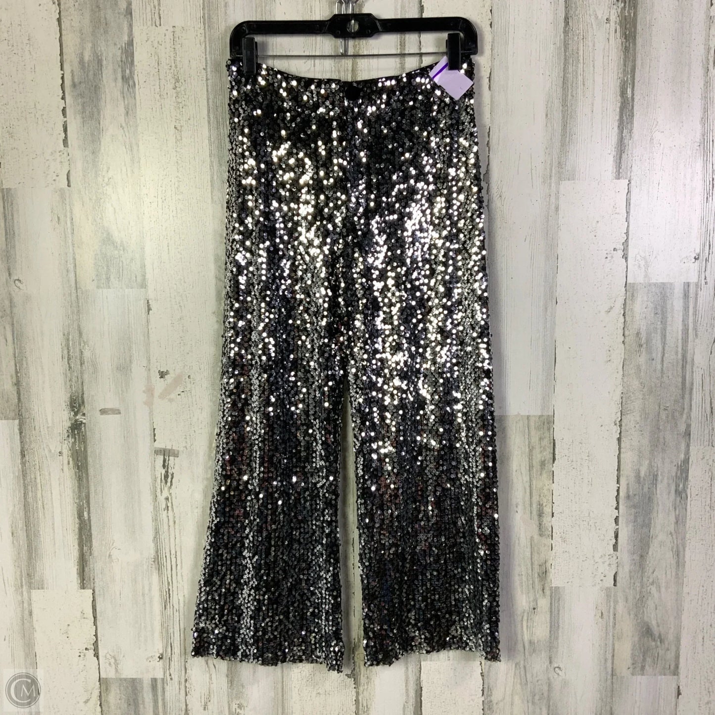 Pants Cropped By Maeve In Black & Silver, Size: 2
