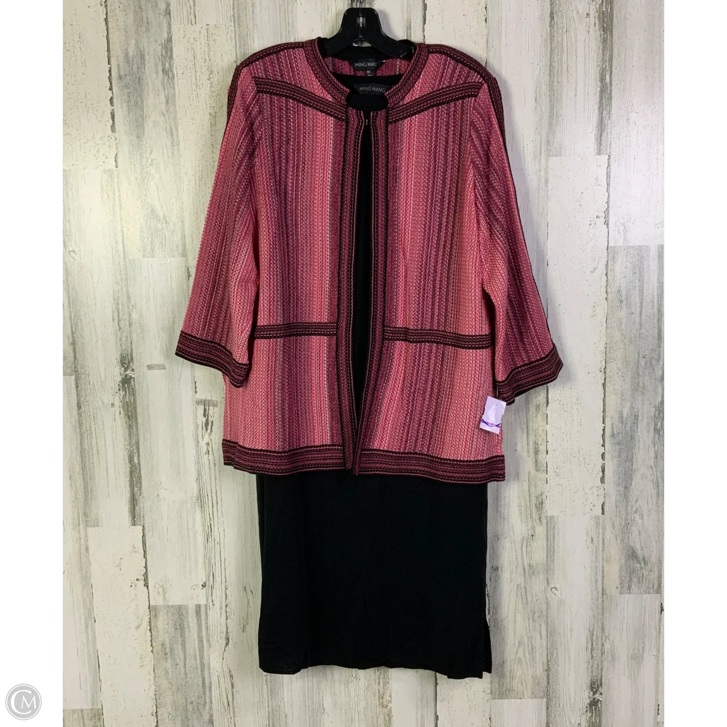 Dress Set 2pc By Ming Wang In Black & Pink, Size: Xl