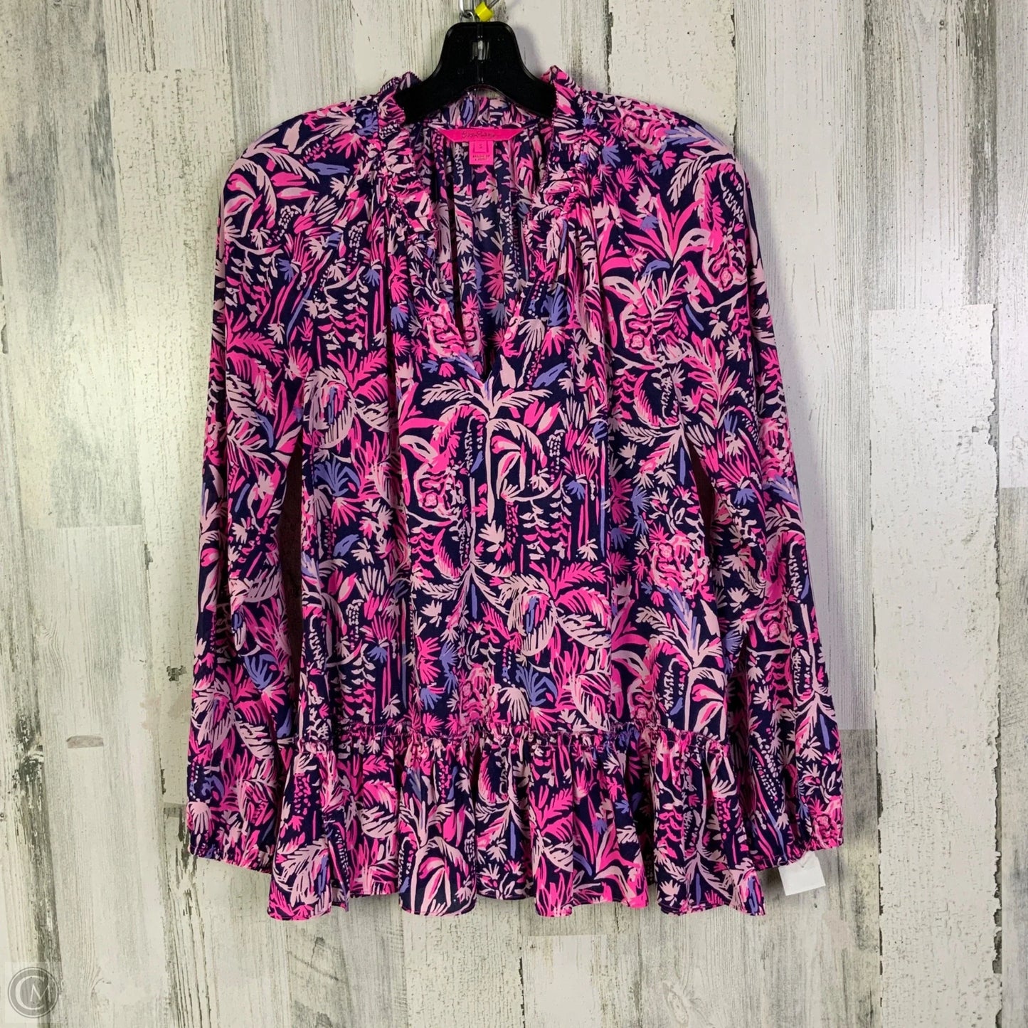 Blouse Designer By Lilly Pulitzer In Blue & Pink, Size: S