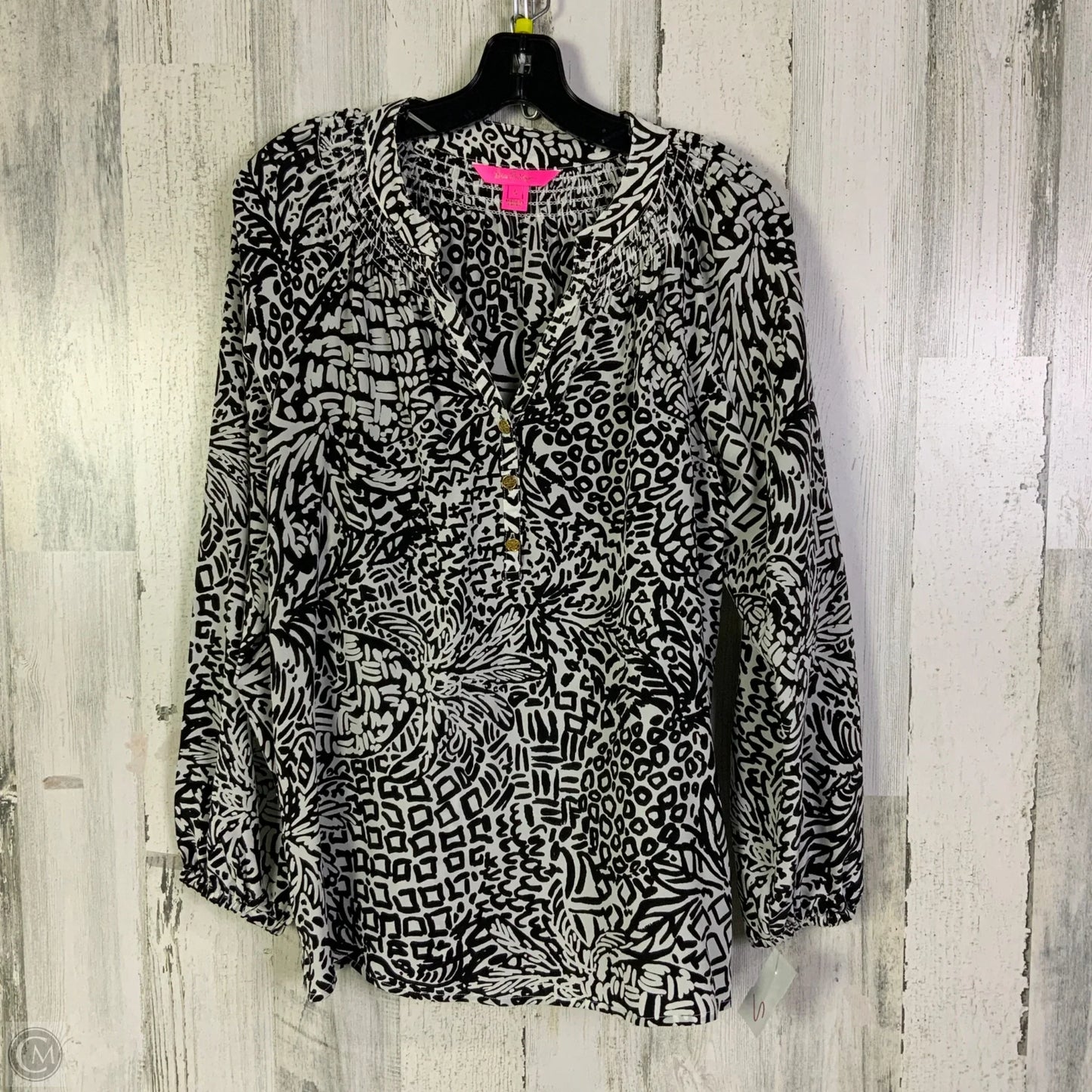 Blouse Designer By Lilly Pulitzer In Black & White, Size: S