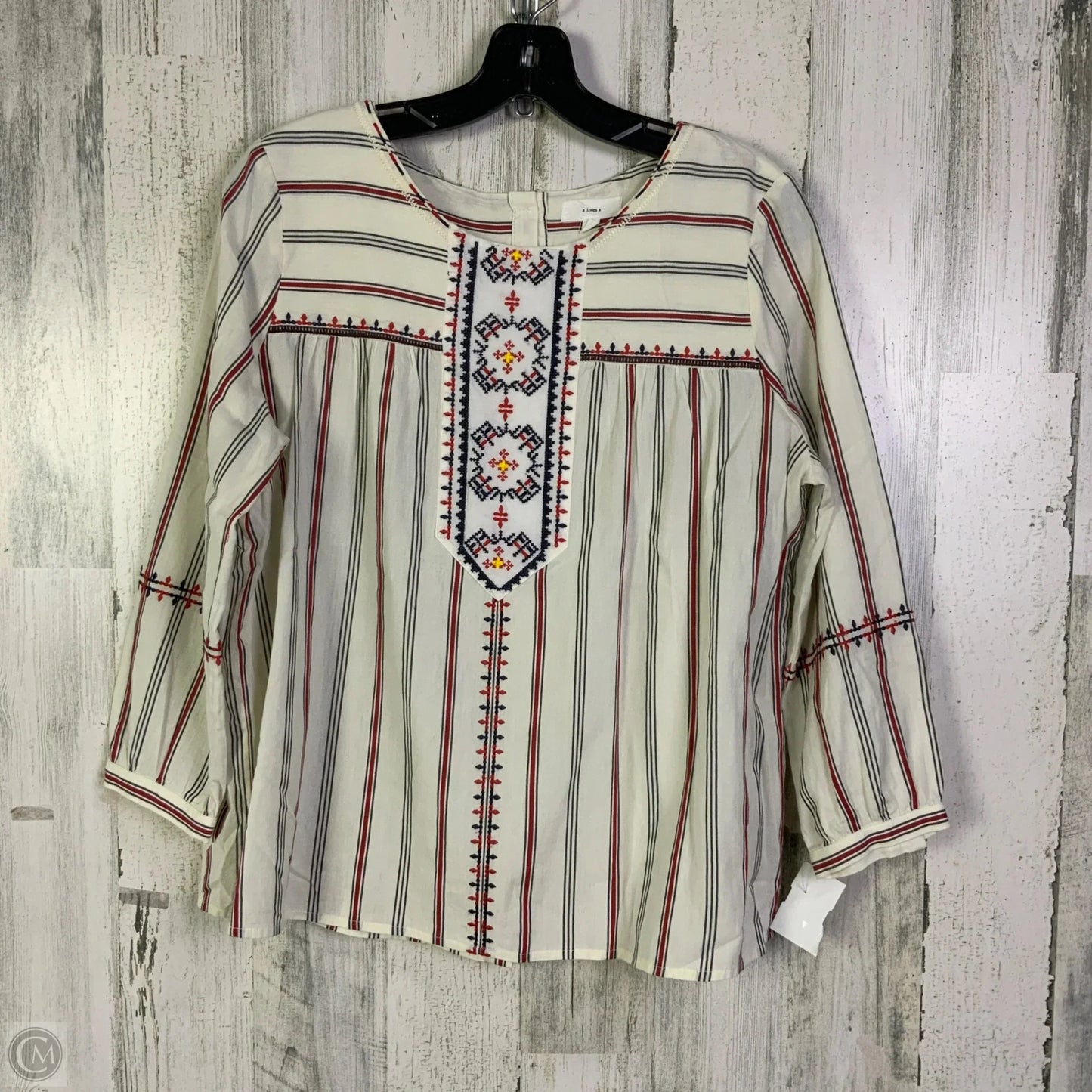 Top 3/4 Sleeve By A Loves A In Cream & Red, Size: M