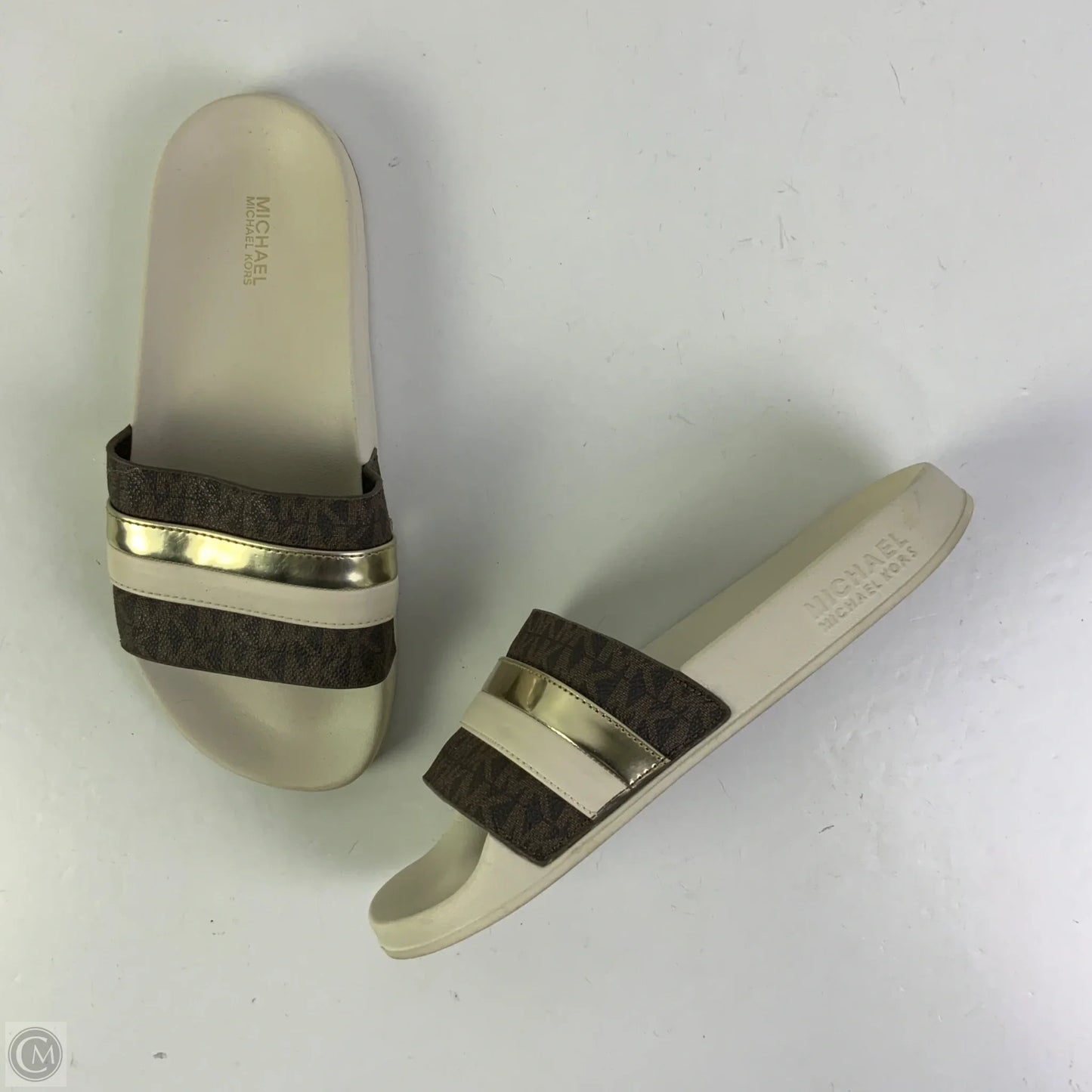 Sandals Flats By Michael By Michael Kors In Brown & Cream, Size: 8