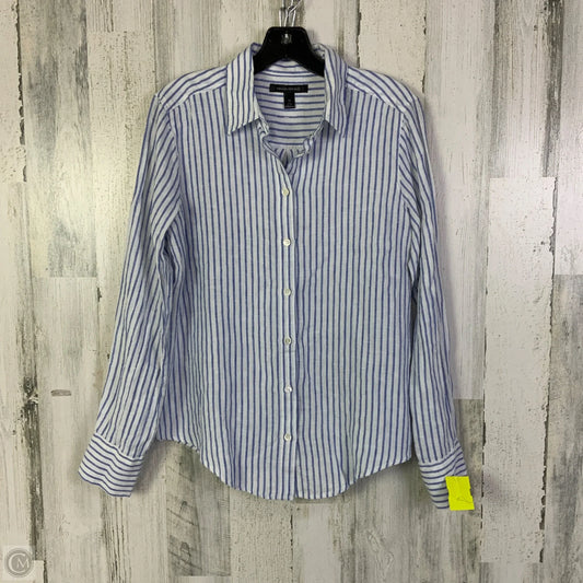 Top Long Sleeve By Banana Republic In Blue & White, Size: Xs