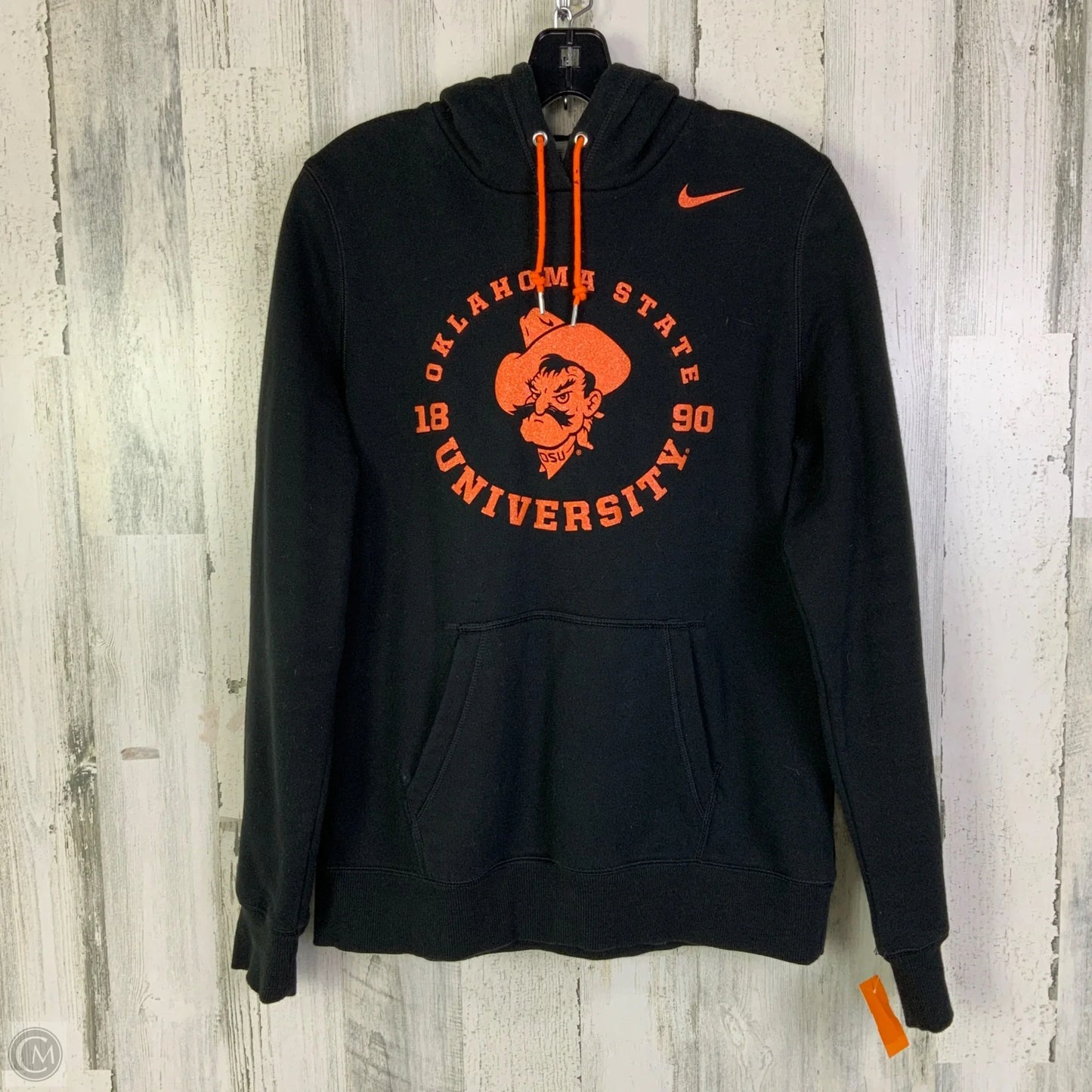 Sweatshirt Hoodie By Nike Apparel In Black & Orange, Size: Xl