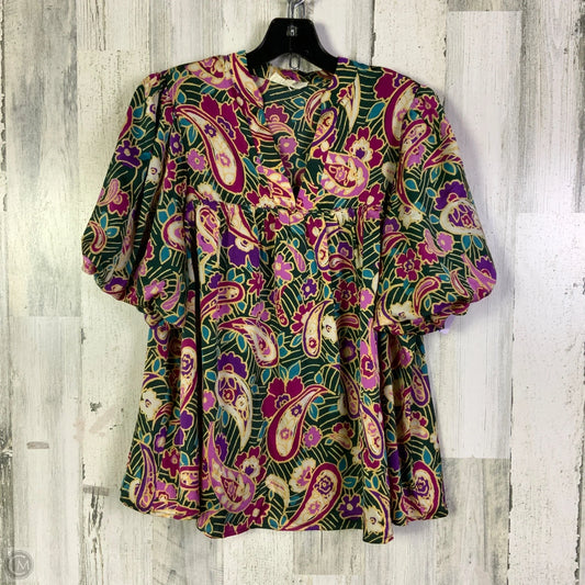 Blouse Short Sleeve By Entro In Green & Purple, Size: M