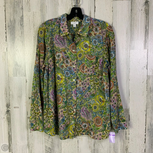 Top Long Sleeve By J. Jill In Green & Tan, Size: M