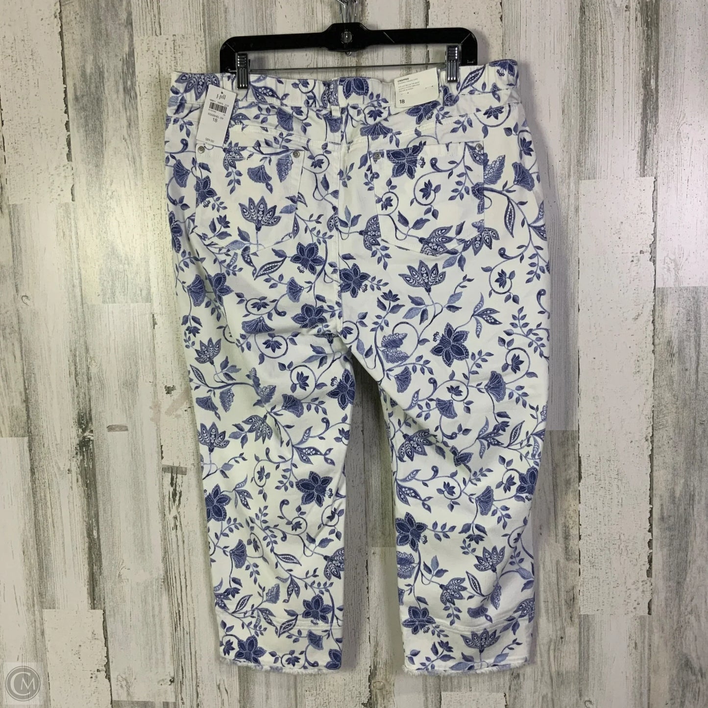 Jeans Cropped By J. Jill In Blue & White, Size: 18