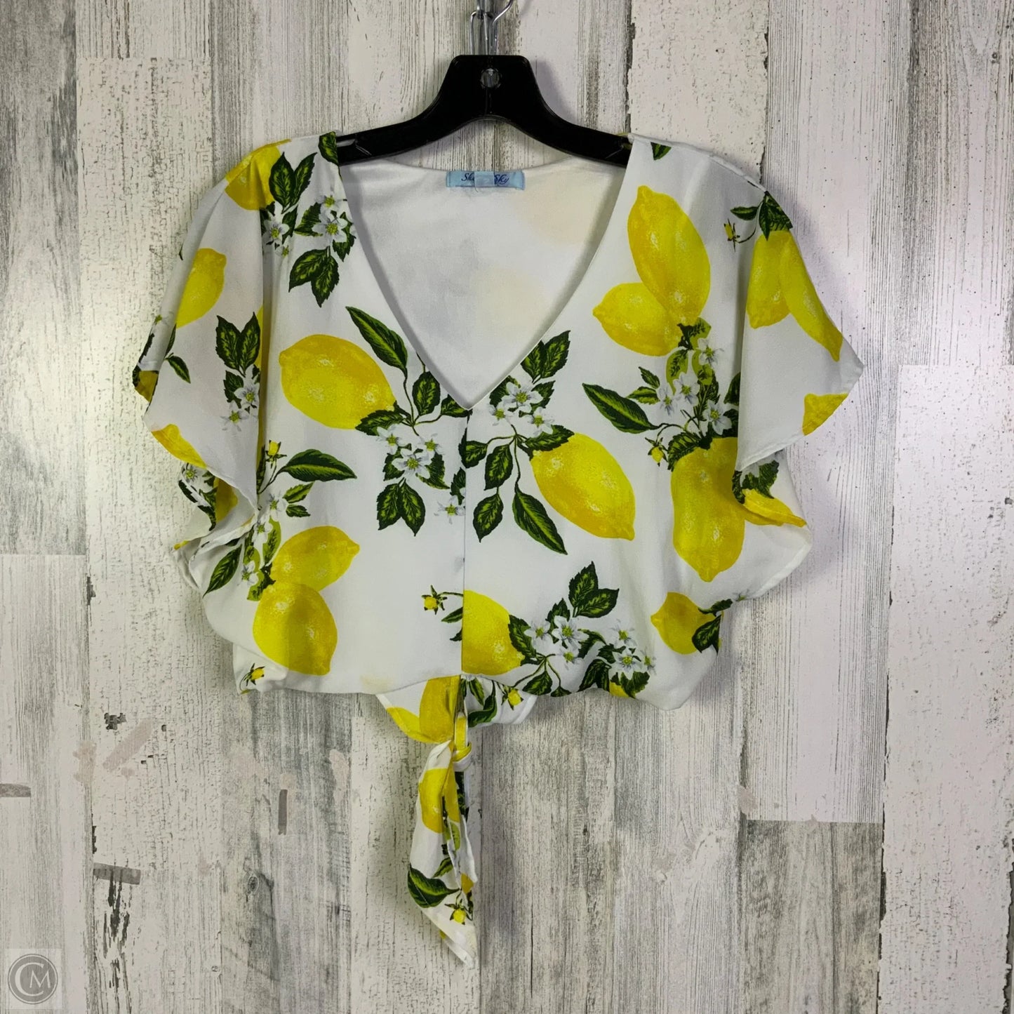 Top Short Sleeve By She + Sky In White & Yellow, Size: S