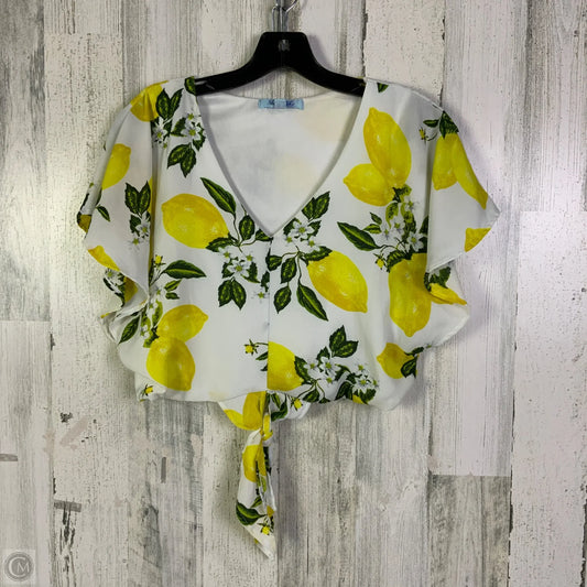 Top Short Sleeve By She + Sky In White & Yellow, Size: S