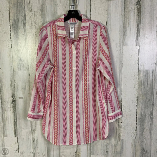 Tunic Long Sleeve By Tommy Bahama In Pink & White, Size: M
