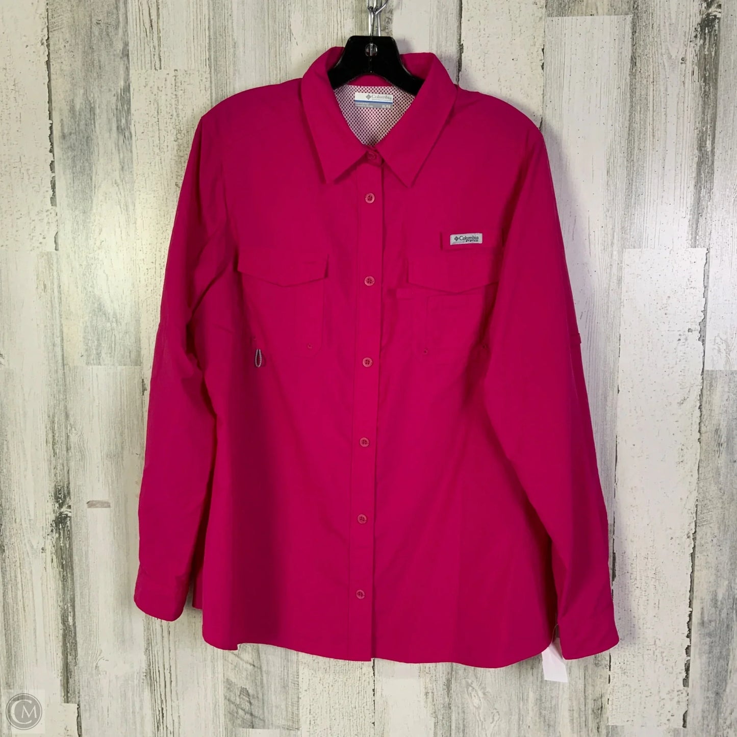 Athletic Top Long Sleeve Collar By Columbia In Pink, Size: Xl