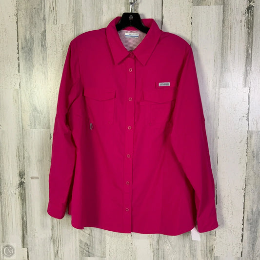 Athletic Top Long Sleeve Collar By Columbia In Pink, Size: Xl