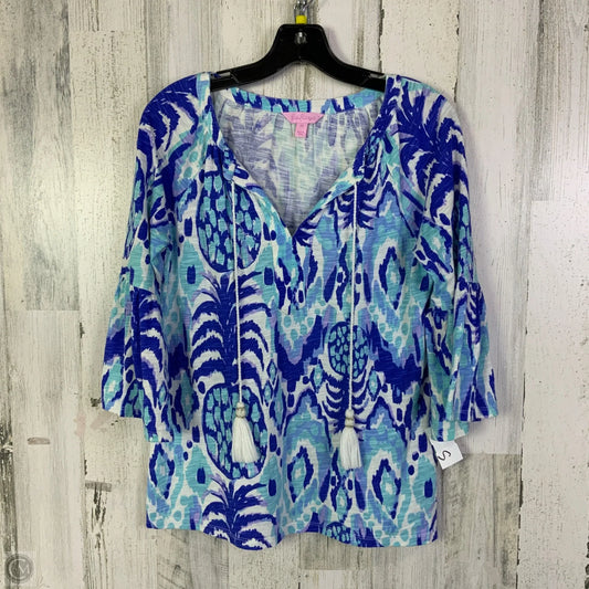 Top 3/4 Sleeve Designer By Lilly Pulitzer In Blue, Size: Xs