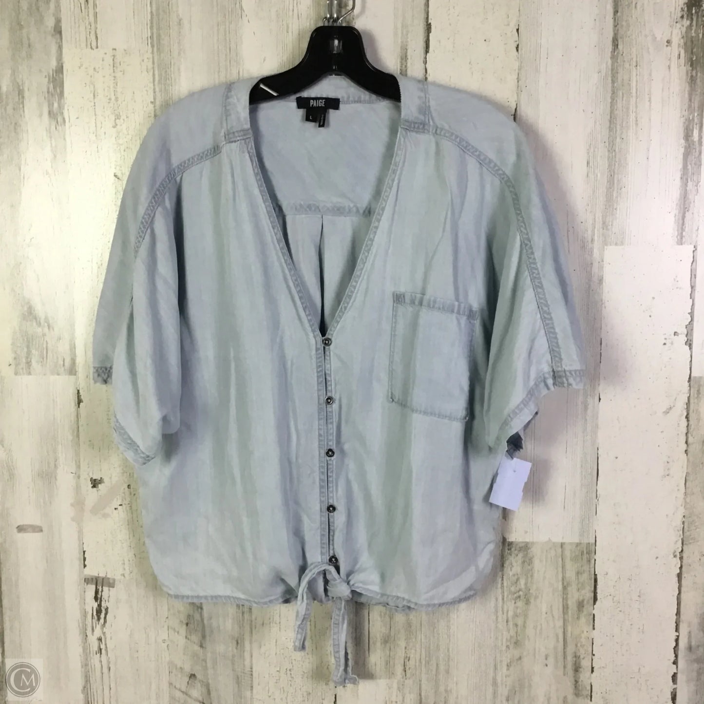 Top Short Sleeve By Paige In Blue, Size: L