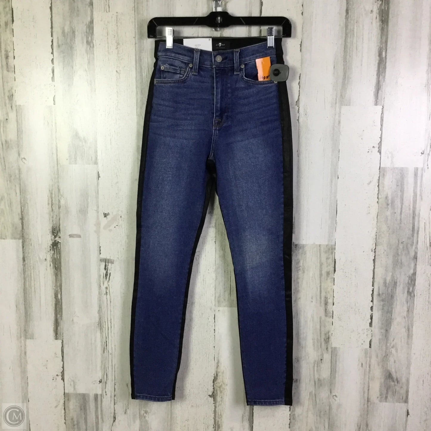 Jeans Skinny By 7 For All Mankind In Black & Blue, Size: 0