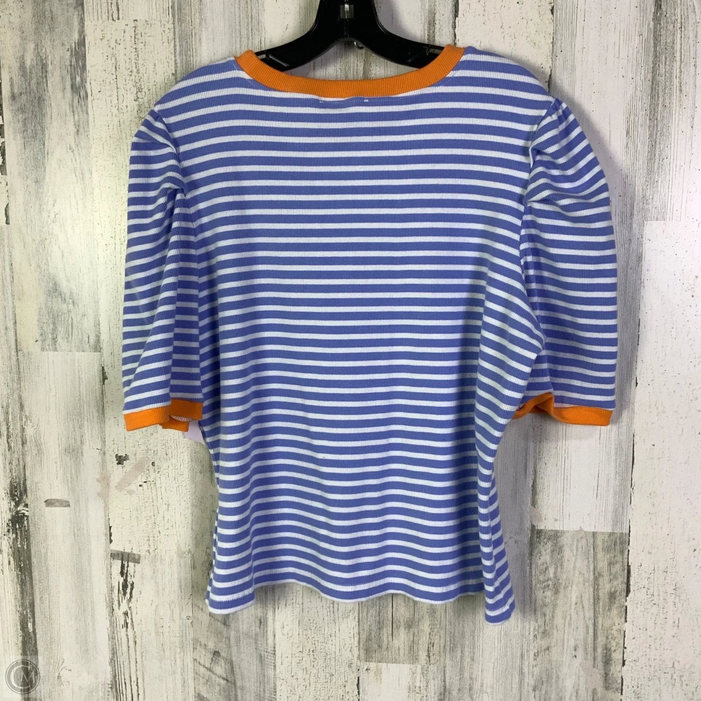 Top Short Sleeve Designer By Rebecca Minkoff In Blue & White, Size: Xxl