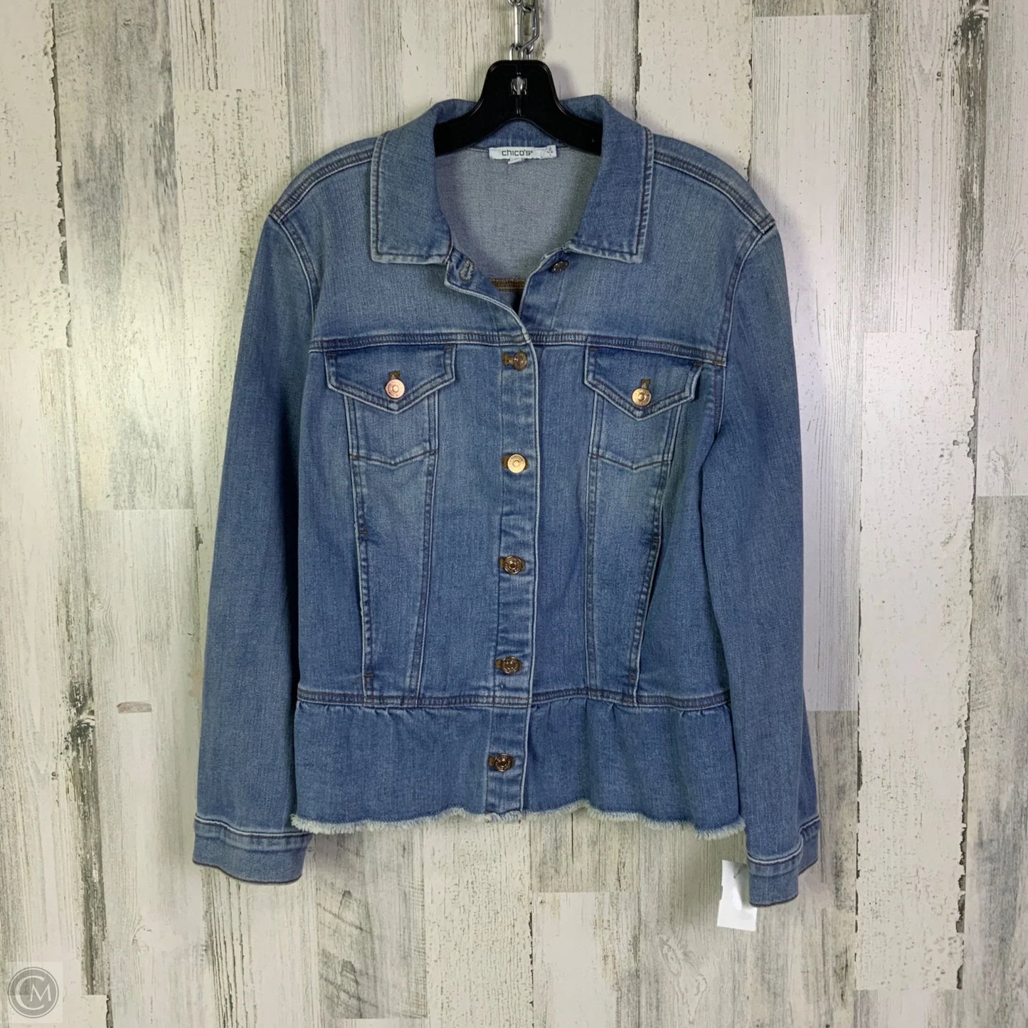 Jacket Denim By Chicos In Blue Denim, Size: L