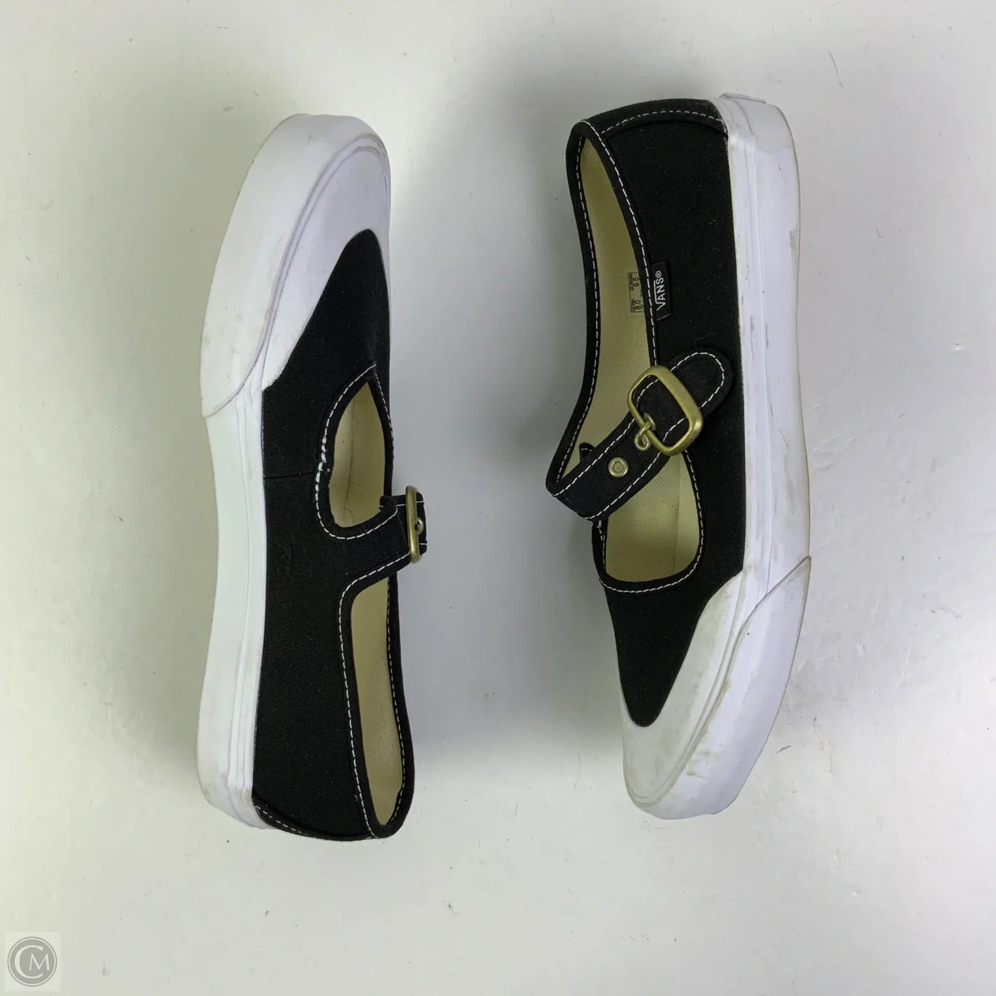 Shoes Flats By Vans In Black & White, Size: 9.5