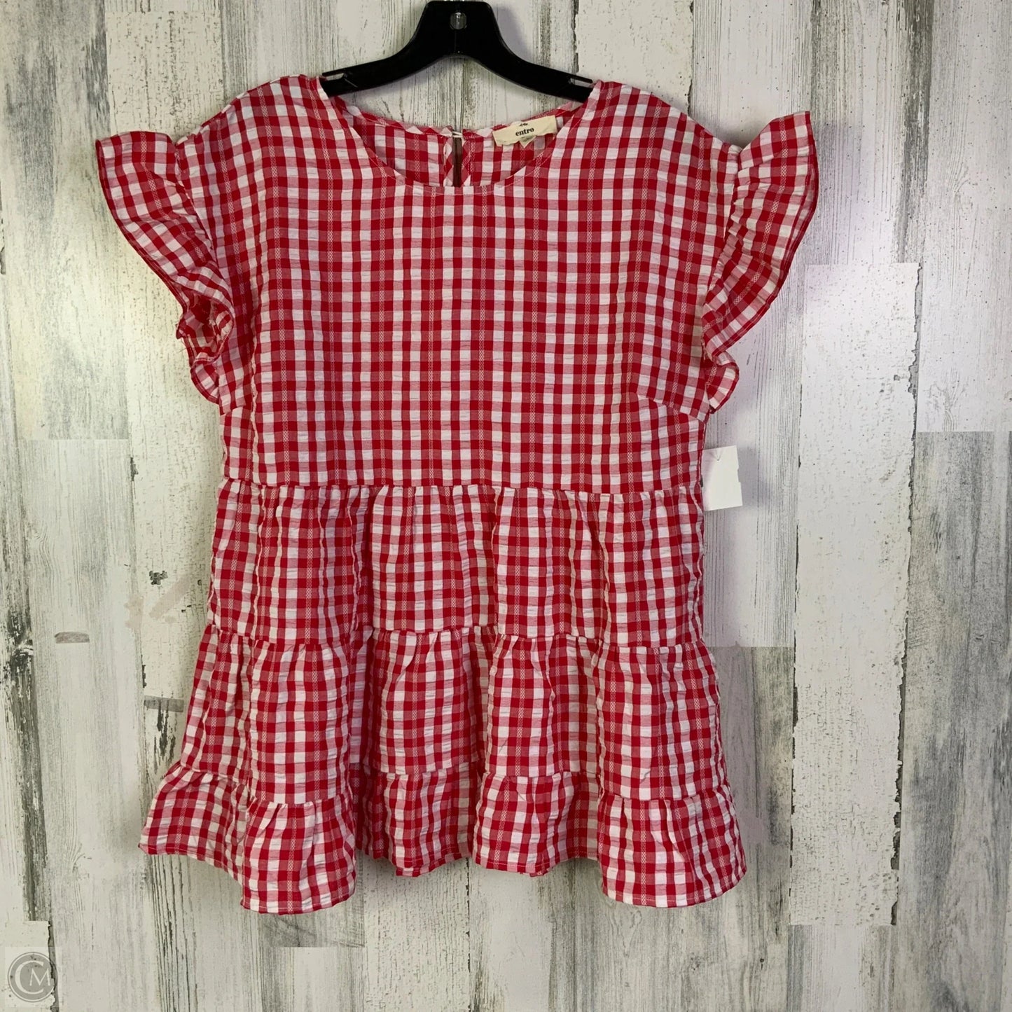 Top Short Sleeve By Entro In Red & White, Size: L