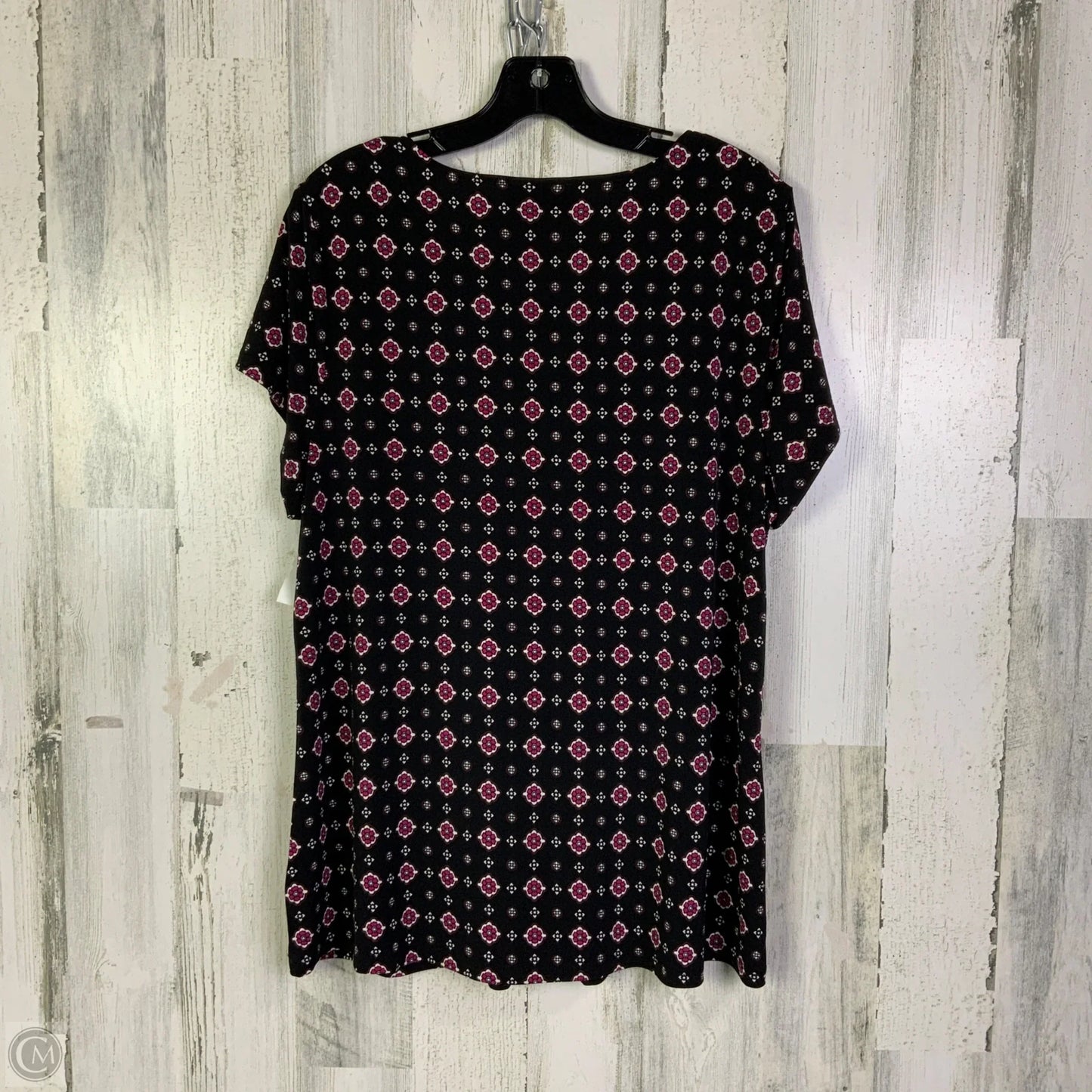 Top Short Sleeve By Lane Bryant In Black & Pink, Size: L