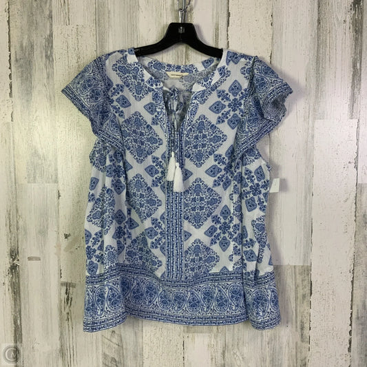 Top Short Sleeve By Lucky Brand In Blue & White, Size: 1x