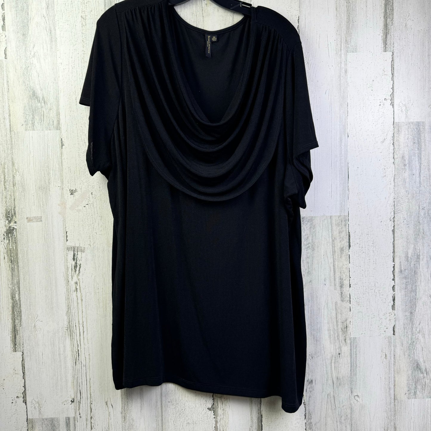 Black Blouse Short Sleeve Susan Lawrence, Size 3x