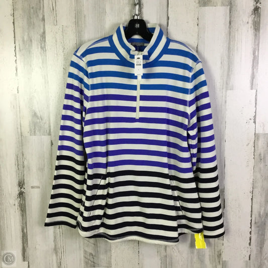 Athletic Top Long Sleeve Collar By Talbots In Blue & White, Size: L