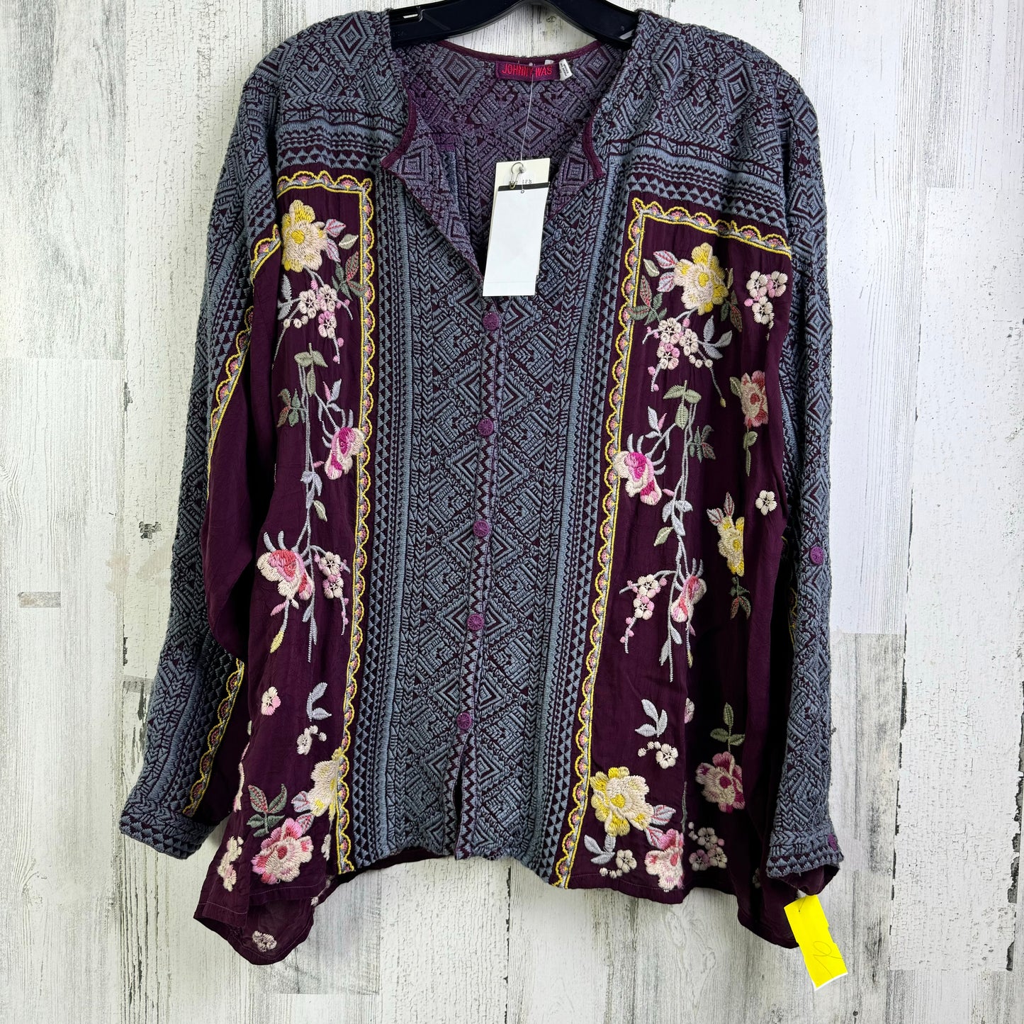 Blouse Long Sleeve By Johnny Was In Purple, Size: M