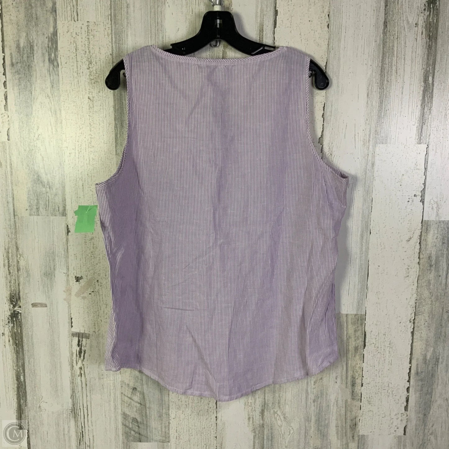 Top Sleeveless By Chicos In Purple & White, Size: L