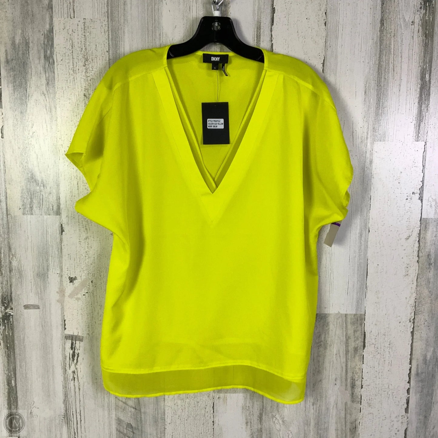 Blouse Short Sleeve By Dkny In Chartreuse, Size: Xl