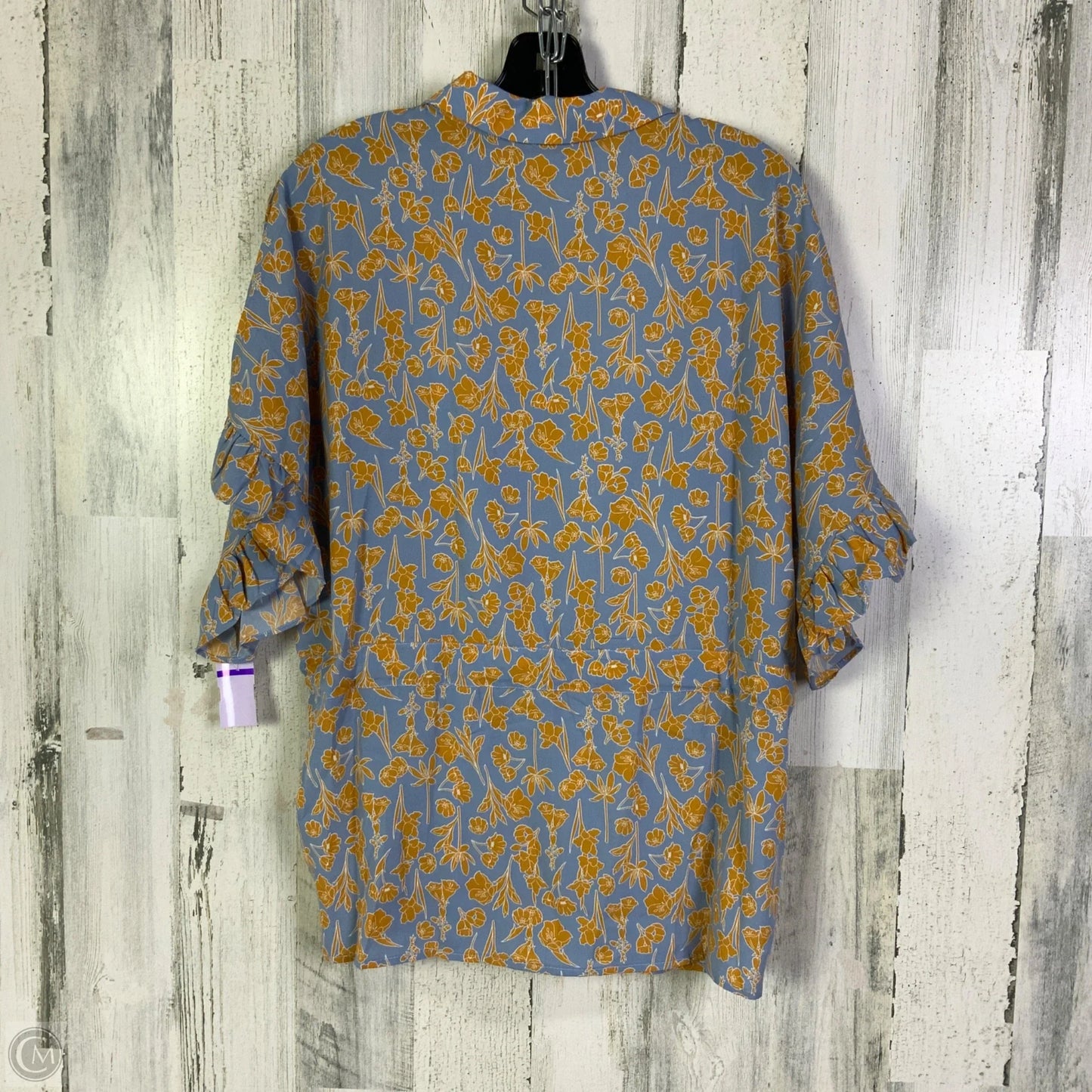 Blouse Short Sleeve By Bishop + Young In Blue & Yellow, Size: M