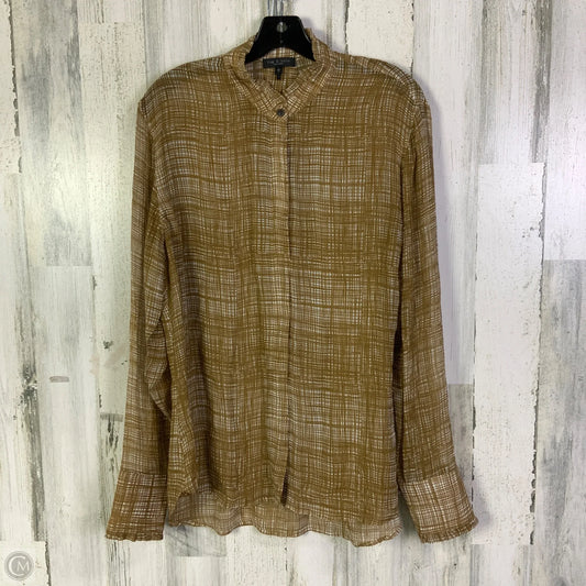 Blouse Long Sleeve By Rag And Bone In Tan & White, Size: L