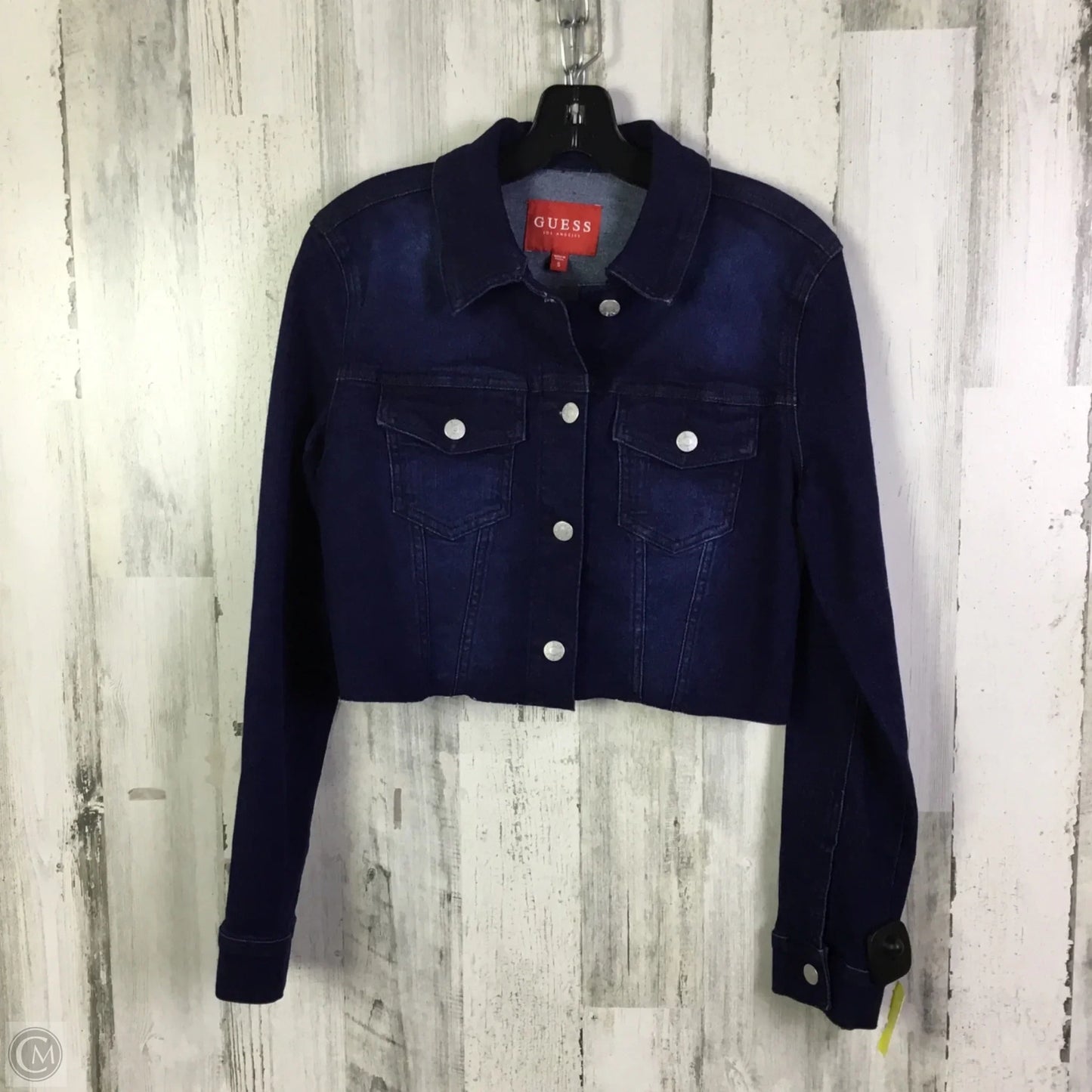 Jacket Denim By Guess In Blue Denim, Size: S