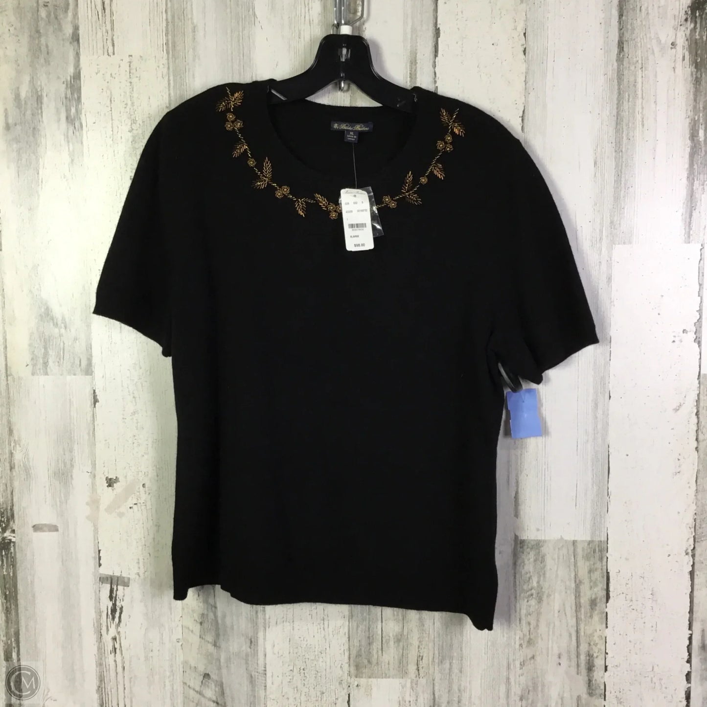 Sweater Short Sleeve By Brooks Brothers In Black, Size: Xl