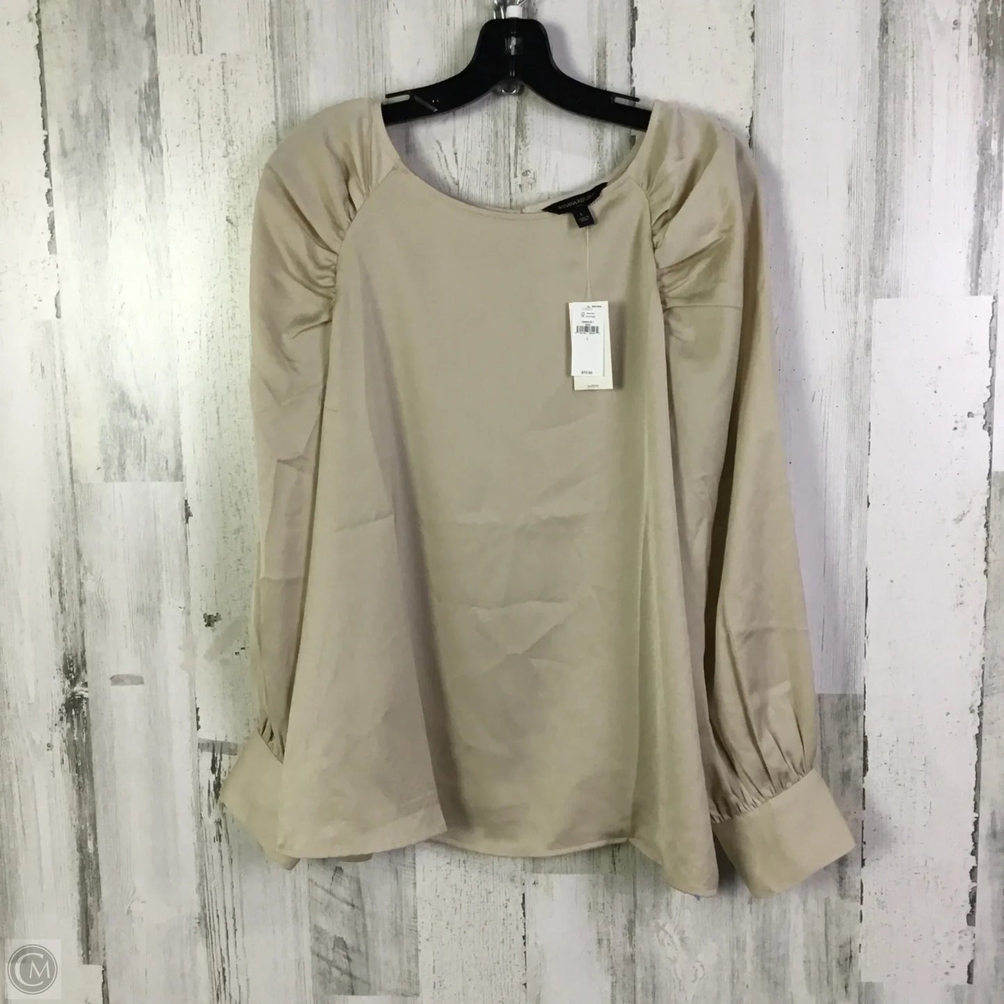 Top Long Sleeve By Banana Republic In Tan, Size: L