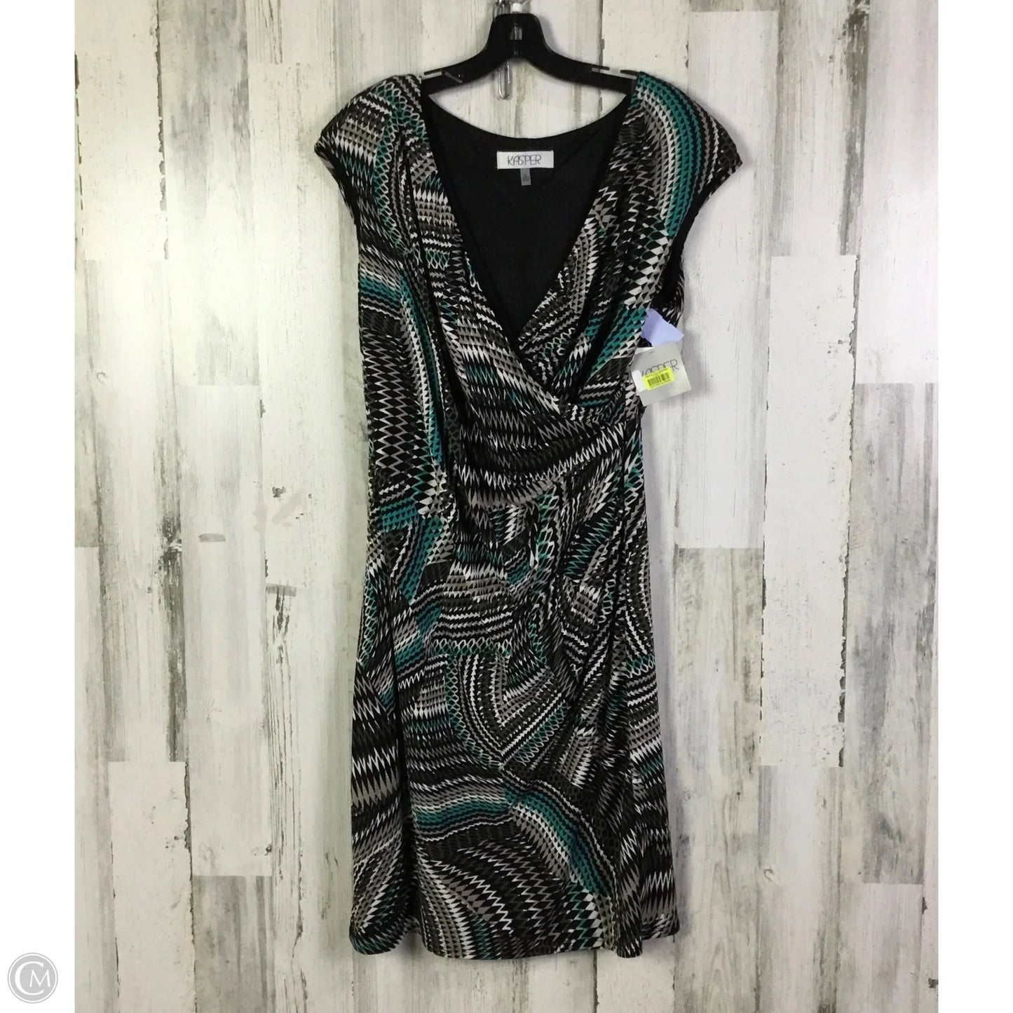 Dress Work By Kasper In Black & Green, Size: Xl