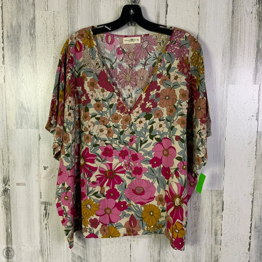 Top Short Sleeve By Natural Life In Blue & Pink, Size: Xl
