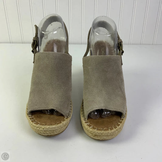 Sandals Heels Wedge By Toms In Taupe, Size: 9