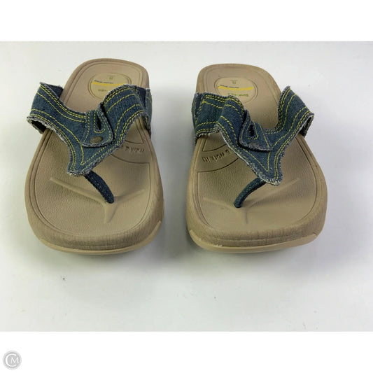 Sandals Flats By Skechers In Blue Denim, Size: 8
