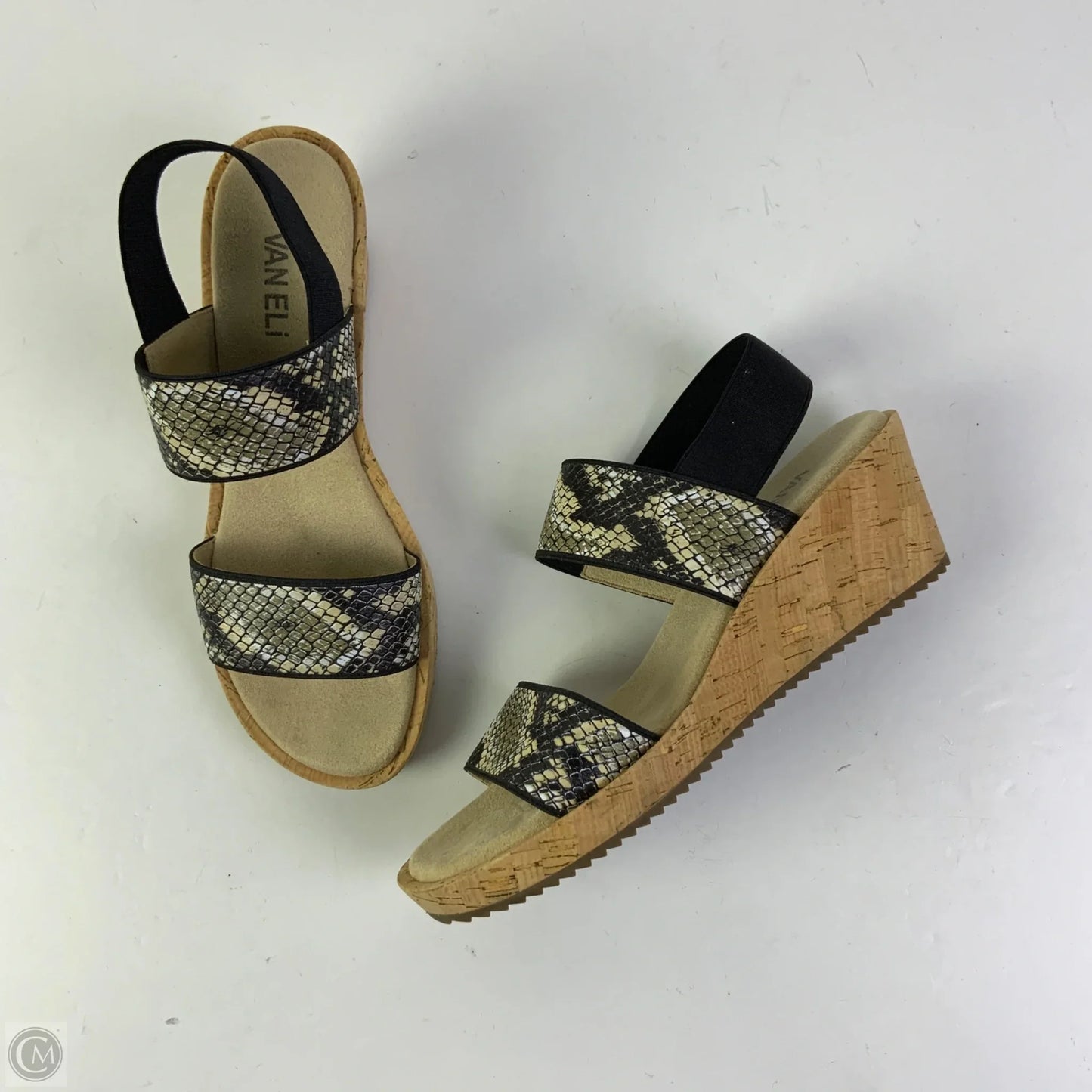 Sandals Heels Wedge By Vaneli In Snakeskin Print, Size: 7.5