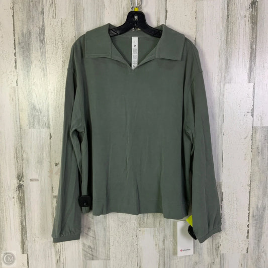 Athletic Top Long Sleeve Collar By Lululemon In Green, Size: Sp