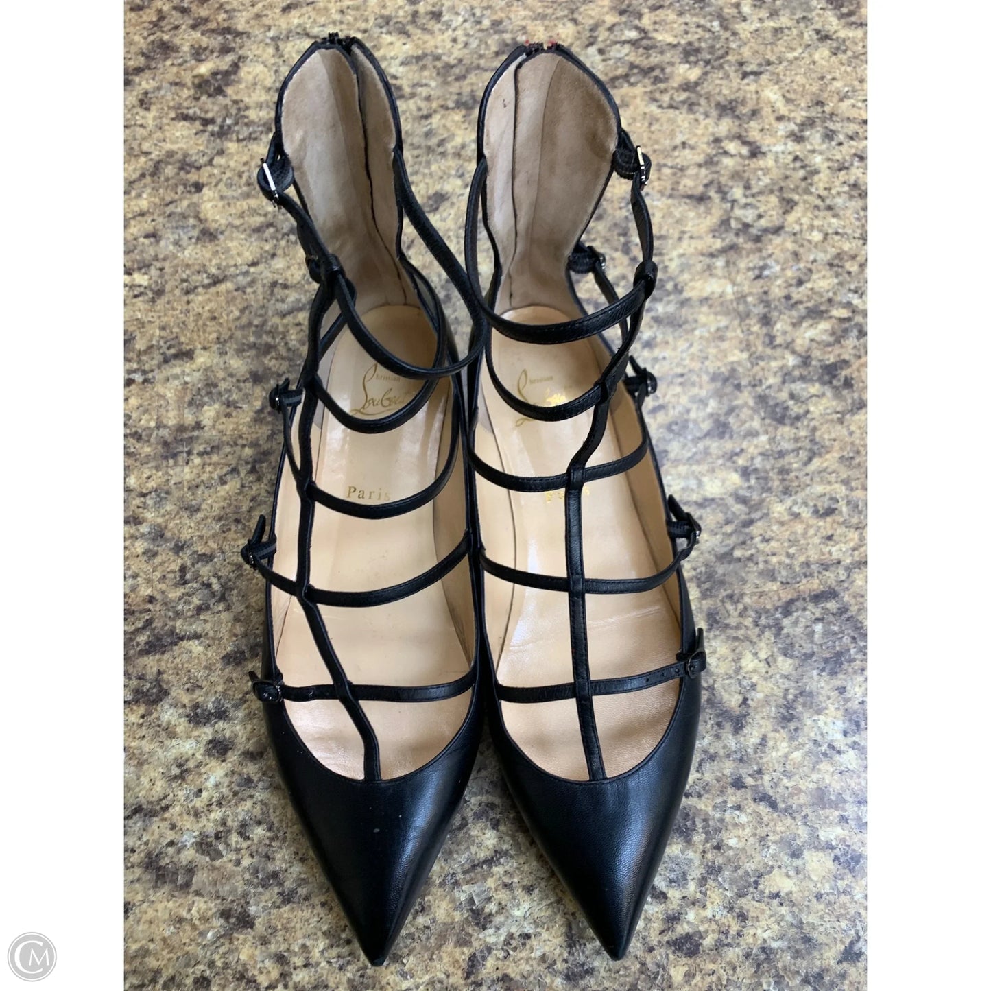 Shoes Luxury Designer By Christian Louboutin In Black, Size: 10