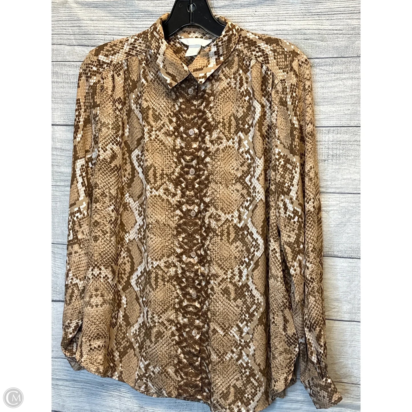 Top Long Sleeve By H&m In Animal Print, Size: 12
