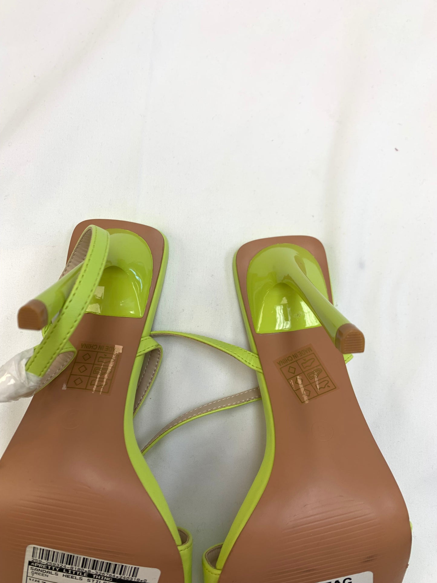 Sandals Heels Stiletto By Pretty Little Thing In Green, Size: 7