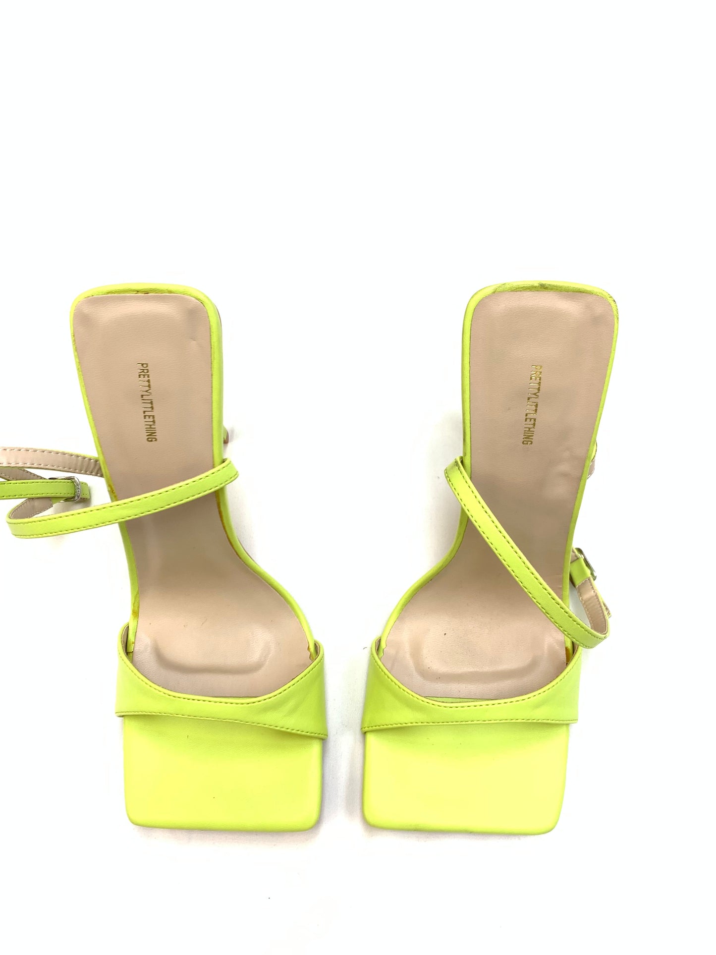 Sandals Heels Stiletto By Pretty Little Thing In Green, Size: 7