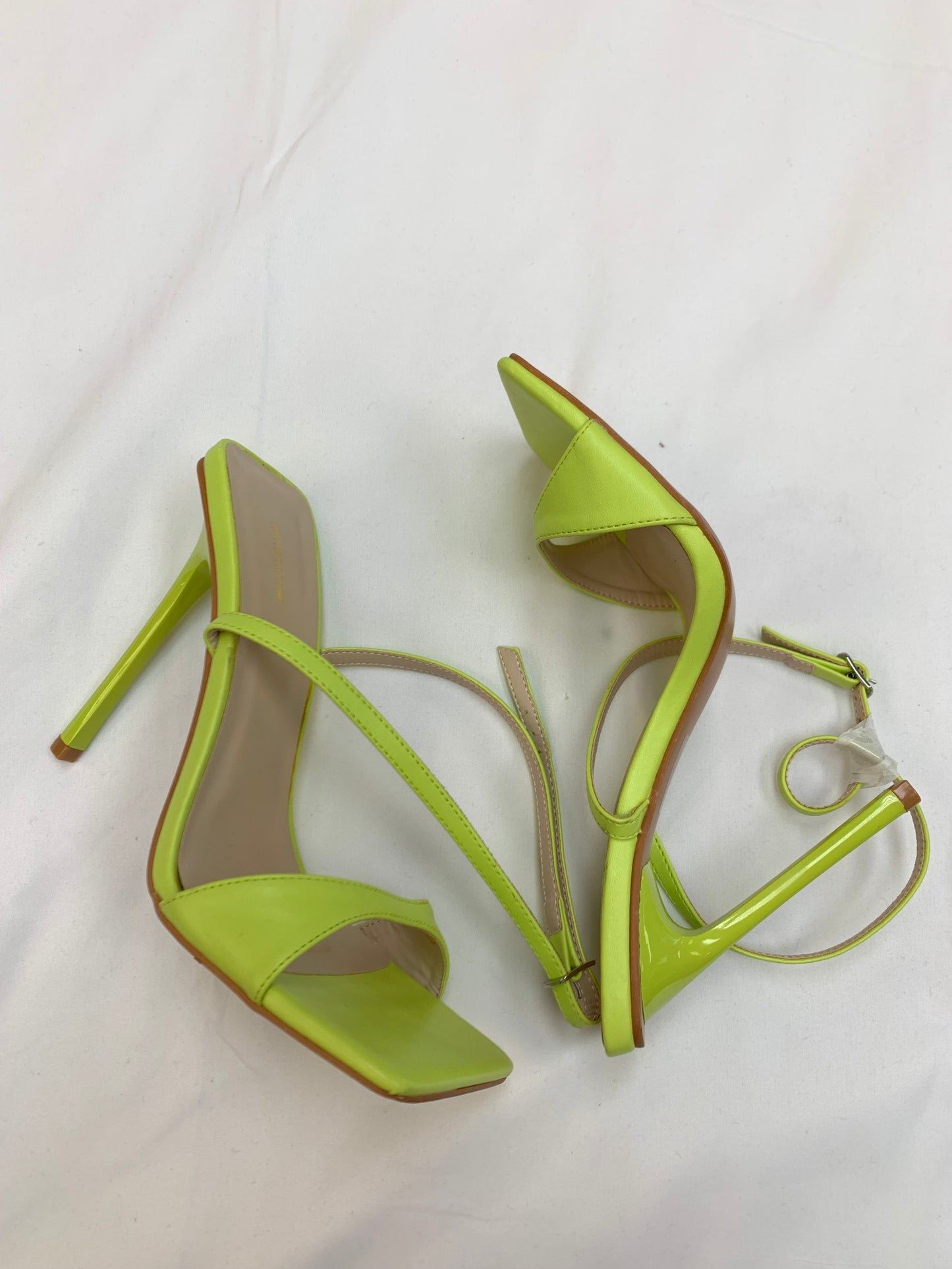 Sandals Heels Stiletto By Pretty Little Thing In Green, Size: 7