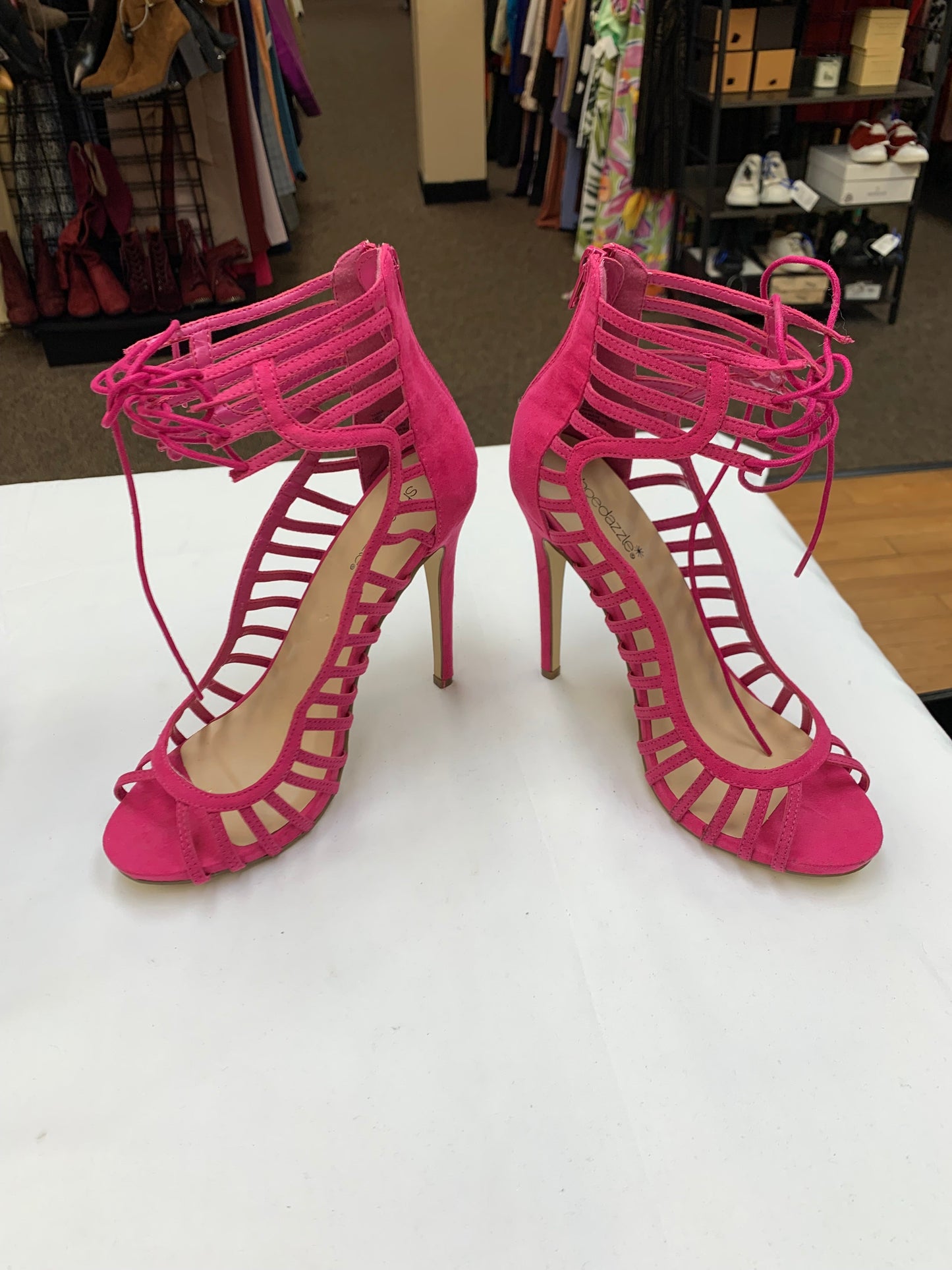 Sandals Heels Stiletto By Shoedazzle In Pink, Size: 10