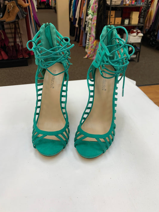 Sandals Heels Stiletto By Shoedazzle In Green, Size: 10