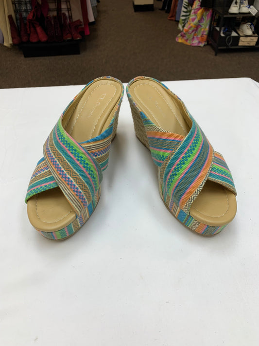 Sandals Heels Wedge By Cl By Chinese Laundry In Multi-colored, Size: 10